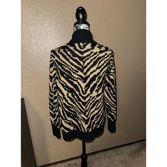 Forever 21 Tiger Cheetah Print Shawl Cardigan Knit Sweater Open Front Small HTF - Picture 6 of 9